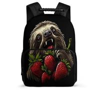 TPISLI Cute Sloth Bookbag for Kids Primary Age 6-11 Animal Strawberry Rucksack for Kids and Teens School Years 1-4, Adjustable Straps Padded Back Birthday Gift