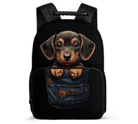 TPISLI Dachshunds Dog School Backpack for Kids and Teens School Years 2-5 Animal Puppy Rucksack for Kids and Teens Year 2-5, Sturdy Handle Durable Daily Essentials