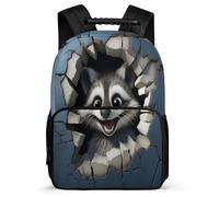 TPISLI Daypack Girls Little Raccoon Backpack for Elementary Middle School Boys Large Capacity Rucksack for Kids 15.7 Inch Children's School Bag 3D Animal Back Pack