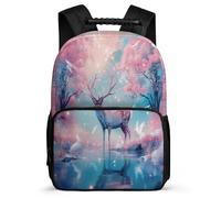TPISLI Deer Bookbag for Girls 7-11 Year Olds Reindeer Theme Daypack for Girls Boys Primary School, Adjustable Straps 1680D Fabric Outdoor Day Trips