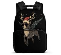 TPISLI Deer Christmas Theme Daypack for Boys Primary School, Reindeer Backpack 8-12 Years, Durable School Bag, Sturdy Handle, Outdoor Travel, Day Trips