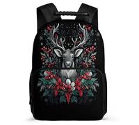 TPISLI Deer Christmas Theme Daypack for Kids Primary School, Reindeer Backpack 6-11 Years, Durable School Bag, Soft Felt Details, Short Trips, Everyday Use