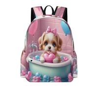 TPISLI Dog School Backpack Children Year 5 Animal Puppy Backpack Boys Year 7-9 Lightweight Durable 15.6 Inch Laptop Rucksack Junior School Daily Use Everyday Use