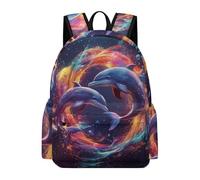 TPISLI Dolphin Daypack Students Year 4 Marine Life Motif School Bag Boys 10-14 Year Olds Durable Cool 15.6 Inch Laptop Rucksack Outdoor Day Trips Back to School Gift