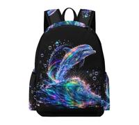 TPISLI Dolphin School Backpack Kids Age 10-14 Sea Creatures Daypack Students Year 6 Durable Lightweight 16.5 Inch Laptop Daypack Primary to Secondary Travel Gift