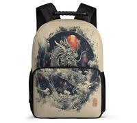 TPISLI Dragon Chinese Style School Backpack for Girls Boys Ages 6-10 Dragon Rucksack for Kids and Teens Primary Classes, Side Pockets Padded Back Outdoor Day Trips