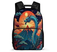 TPISLI Dragon Design Daypack for Kids and Teens Age 5-10 Chinese Style School Bag for Girls Boys Year 2-5, Adjustable Straps 1680D Fabric Back to School Gift