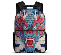 TPISLI Dragon Motif Backpack Primary Classes for Children Primary Age 6-11 Chinese Style School Bag Kids and Teens, 1680D Fabric Lightweight Daily Essentials