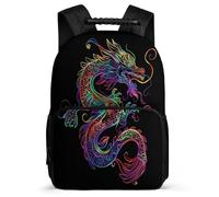 TPISLI Dragon Motif Backpack Primary School for Kids and Teens School Years 2-5 Chinese Style Backpack Girls Boys, Adjustable Straps Durable Birthday Gift