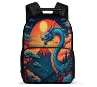 TPISLI Dragon Pattern School Bag for Kids and Teens Age 5-10 Chinese Style Backpack for Girls School Years 1-4, Adjustable Straps Sturdy Handle Short Trips