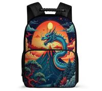 TPISLI Dragon Rucksack for Students Primary School Chinese Style Rucksack School Years 2-5 Girls Boys, Soft Felt Details Lightweight Outdoor Day Trips