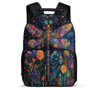TPISLI Dragonfly Motif School Backpack for Children School Years 1-4 Insect Print Bookbag 7-11 Year Olds Students, Adjustable Straps Padded Back Outdoor Day Trips