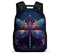 TPISLI Dragonfly Motif School Backpack for Children School Years 1-4 Insect Theme Bookbag 7-11 Year Olds Students, Adjustable Straps Padded Back Outdoor Day Trips