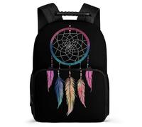 TPISLI Dreamcatcher Rucksack Year 3-6 for Kids and Teens Primary Age 6-11 Colourful Feathers School Bag Girls Boys, Side Pockets 1680D Fabric Daily Essentials
