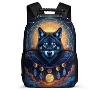TPISLI Dreamcatcher Wolf Daypack for Boys Girls Age 5-10 Wolves Bookbag for Girls Boys School Years 1-4, Adjustable Straps Side Pockets Outdoor Day Trips