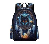 TPISLI Dreamcatcher Wolves School Bag Teens 12-16 Year Olds Wolf Rucksack Boys Year 9 Durable Lightweight 13.3 Inch Laptop School Bag Primary to Secondary Travel Gift