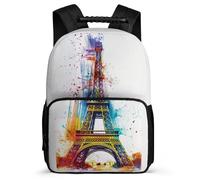 TPISLI Eiffel Tower Motif School Backpack Primary Classes for Boys Girls Primary Age 6-11 Eiffel Tower Backpack Girls, Lightweight 1680D Fabric Back to School Gift