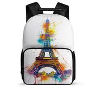 TPISLI Eiffel Tower Print Rucksack for Girls Primary School Eiffel Tower Rucksack Primary Age 6-11 Girls Boys, Adjustable Straps 1680D Fabric Daily Essentials