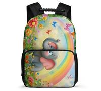 TPISLI Elephant Daypack for Children Primary Age 6-11 Animal Theme Bookbag for Boys Girls School Years 1-4, Side Pockets Durable Back to School Gift