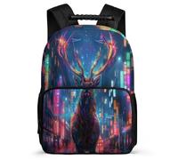 TPISLI Elk Backpack Primary Classes for Children Primary Age 6-11 Reindeer Theme School Bag Kids and Teens, 1680D Fabric Lightweight Daily Essentials