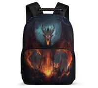 TPISLI Evil Dragon Motif School Backpack for Children Year 3-6 Dragon School Bag Ages 6-10 Boys Girls, Soft Felt Details Sturdy Handle Travel Daily Use
