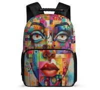 TPISLI Face Graffiti Art Rucksack School Years 1-4 for Girls Boys School Years 2-5 Abstract Rucksack Kids and Teens, Padded Back Side Pockets Short Trips