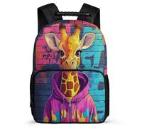 TPISLI Fashion Giraffe Motif Rucksack for Children Primary Classes Animal Backpack 8-12 Years Kids and Teens, Padded Back Soft Felt Details Back to School Gift
