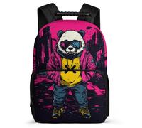 TPISLI Fashion Panda Bookbag Primary School for Kids and Teens 7-11 Year Olds Animal Print Daypack Kids and Teens, Side Pockets Sturdy Handle Back to School Gift