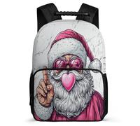 TPISLI Father Christmas School Backpack for Girls Primary Classes Christmas Rucksack Ages 6-10 Students, Soft Felt Details Side Pockets Outdoor Day Trips