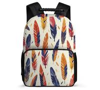 TPISLI Feather Pattern School Backpack Year 3-6 for Boys Girls Primary Age 6-11 School Bag Kids and Teens, Lightweight Sturdy Handle Daily Essentials