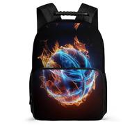 TPISLI Fire Basket-Ball Design School Backpack for Kids and Teens Year 3-6 Basketball School Bag 8-12 Years Girls, Soft Felt Details 1680D Fabric Outdoor Day Trips