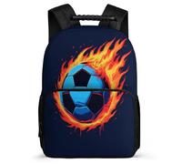 TPISLI Fire Football Design School Bag for Students Primary Age 6-11 Soccer Daypack for Boys Junior School, Soft Felt Details Side Pockets Daily Essentials