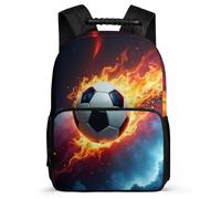 TPISLI Fire Football Pattern Rucksack for Kids and Teens Ages 6-10 Soccer Bookbag for Girls Boys Primary Classes, Side Pockets Soft Felt Details Travel Daily Use