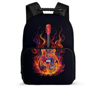 TPISLI Fire Guitar School Backpack Primary Classes for Kids Primary Age 6-11 Music Lover Backpack Boys, 1680D Fabric Adjustable Straps Travel Daily Use