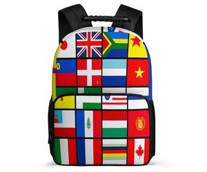 TPISLI Flags Backpack for Kids and Teens Ages 6-10 Multiple National Flags School Bag for Children Primary Classes, Padded Back Adjustable Straps Short Trips