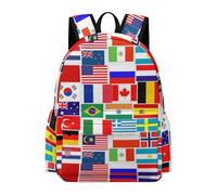 TPISLI Flags Rucksack Girls Age 11 Multiple National Flags Backpack Children Year 7 Trendy Modern 13.3 Inch Laptop School Bag School Years 7-10 Travel Use Daily Carry