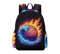 TPISLI Flames Basketball Backpack Teens Age 13 Basketball Daypack Girls Age 14 Lightweight Durable 14 Inch Laptop Backpack Secondary School Hiking Travel Everyday Use