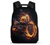 TPISLI Flaming Motorcycle School Backpack Primary Classes for Girls 8-12 Years Motorbike Rucksack Kids and Teens, Padded Back Adjustable Straps Birthday Gift
