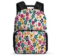 TPISLI Floral Pattern Rucksack Year 3-6 for Kids and Teens Primary Age 6-11 Plant Flowers School Bag Girls Boys, Side Pockets 1680D Fabric Daily Essentials