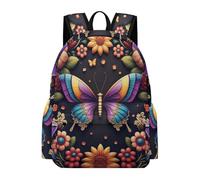 TPISLI Florals Butterflies School Bag Girls 10 Year Olds Butterfly Daypack Teens Year 9 Lightweight Durable 14 Inch Laptop Backpack Primary School Travel Daily Use Travel Use