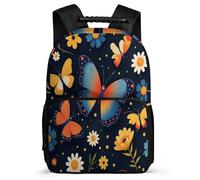 TPISLI Florals Butterfly School Backpack for Kids and Teens School Years 1-4 Butterflies Bookbag 6-11 Years Kids, Padded Back 1680D Fabric Outdoor Day Trips