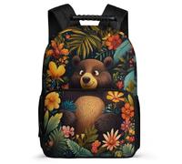 TPISLI Flower Bear Motif Bookbag for Kids and Teens Primary Classes Animal Backpack Age 7-12 Kids and Teens, Adjustable Straps Sturdy Handle Birthday Gift