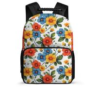 TPISLI Flowers Print School Backpack for Children Year 3-6 Plant Floral Backpack 8-12 Years Kids and Teens, 1680D Fabric Soft Felt Details Back to School Gift