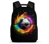 TPISLI Football Design School Backpack for Girls Primary Classes Soccer Lover Rucksack Ages 6-10 Students, Soft Felt Details Side Pockets Outdoor Day Trips
