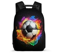 TPISLI Football Fire Pattern School Backpack Junior School for Students 7-11 Year Olds Football Bookbag Students, Soft Felt Details Lightweight Travel Daily Use