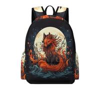 TPISLI Fox Backpack Teens Age 13 Moon Animal School Backpack Kids Year 5-7 Cool 11.6 Inch Laptop Daypack Outdoor Day Trips Back to School Gift Everyday Use