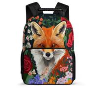 TPISLI Fox Design Bookbag Year 2-5 for Kids and Teens School Years 2-5 Animal Illustration School Bag Boys Girls, Sturdy Handle 1680D Fabric Daily Essentials