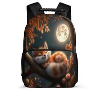 TPISLI Fox Illustration Backpack for Kids and Teens Ages 6-10 Animal Moon School Bag for Children Primary Classes, Padded Back Adjustable Straps Short Trips