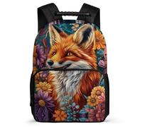 TPISLI Fox Illustration School Backpack Primary Classes for Kids Primary Age 6-11 Animal Pattern Rucksack Kids and Teens, Lightweight 1680D Fabric Travel Daily Use
