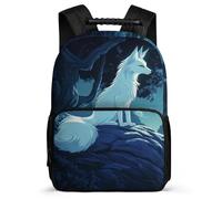TPISLI Fox Moon Backpack for Kids Primary Years 4-6, Fox Pattern Rucksack for Kids, Lightweight School Bag, 1680D Fabric, Primary Classes, Daily Essentials